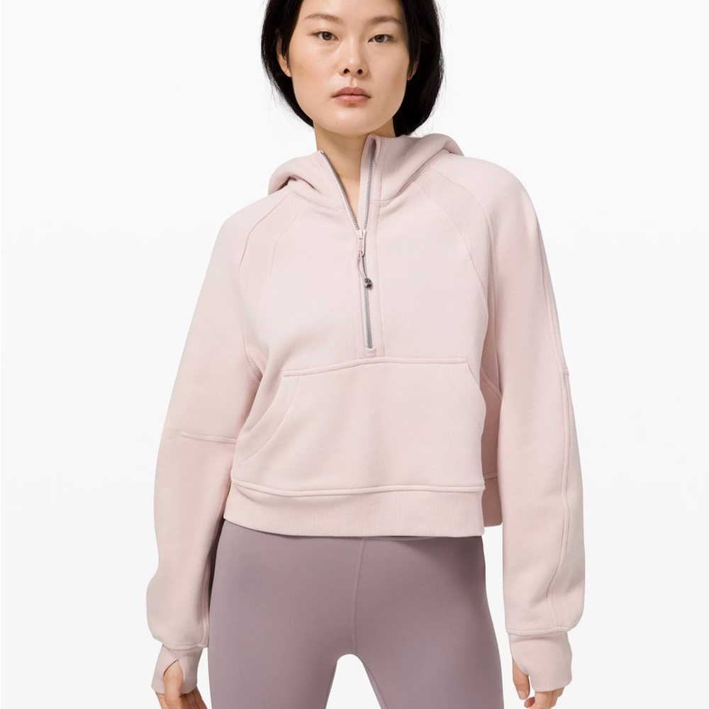 Half zip scuba In feather pink.